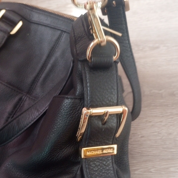 Michael Kors Black and Gold Satchel with Signature Charm - Picture 4 of 6